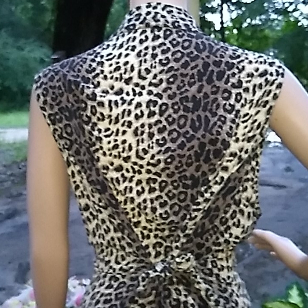 Eus "Carolina Colours"Button Down Leopard Print Dr - image 6